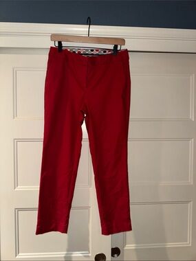 Women’s Red Chino Pants - Classic Straight Fit Cropped